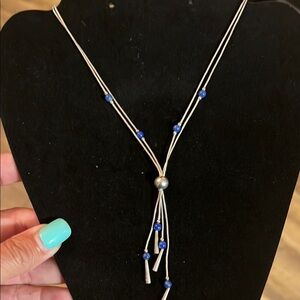 925 Silver and Blue Lapis liquid silver necklace
